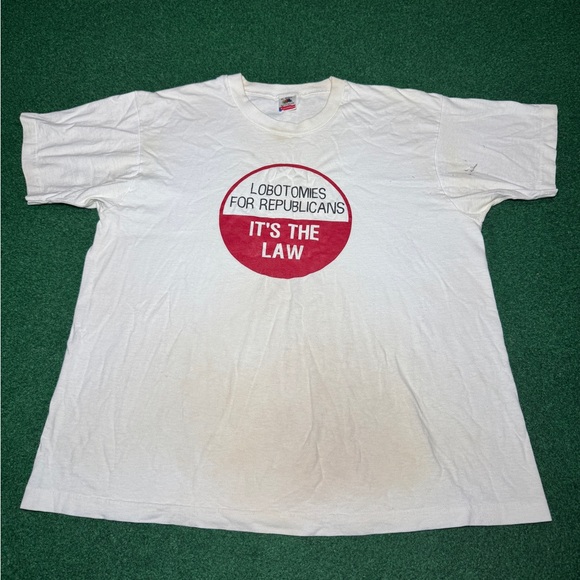 Vintage 90s Lobotomies For Republicans T-shirt Funny Novelty Political Gag (XL)